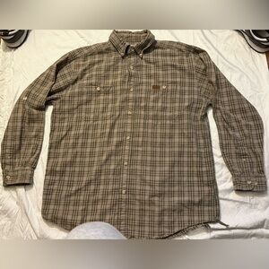 Carhartt Long Sleeve Button Up Men’s Plaid Large Green Casual Workwear